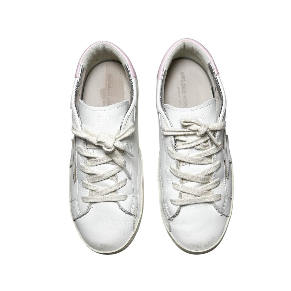 Golden Goose Superstar White Leather Silver Pink Low Top Sneakers Size 34 - Picture 3 of 9